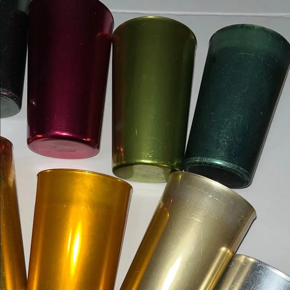 13 Vintage BASCAL Italy Aluminum Tumblers Colorful MCM Glasses 4.5" - Picture 5 of 8